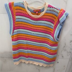 THML Colorful Striped Sleeveless Knit Top